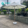 Modern Grosir Payung Taman Bingkai Aluminium Dengan Selesai Kayu Semua Cuaca Kain Payung Teras Dengan Dasar Marmer untuk Hotel Resort Beach