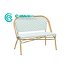 Mob&iacute;lia de restaurante de alum&iacute;nio por atacado elegante tecido rattan cadeira de banco jardim longo banco p&aacute;tio sof&aacute; cadeira para bistr&ocirc; ao ar livre cafeteria