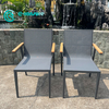 Simple Style Aluminium Outdoor Furniture All Weather Fabrics Dining Cathedra Cum Wood Armrest Garden Patio Cathedra for Hotel Restaurant