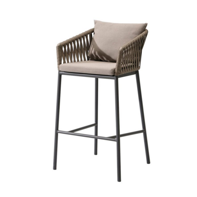 Geweven touw met aluminium frame barstoel voor buiten
