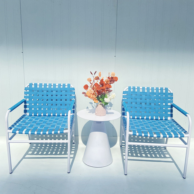 Kursi santai anyaman Biru Desain Sederhana untuk taman