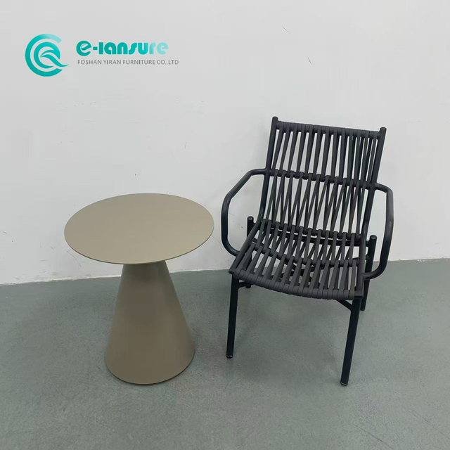 Minimalist Outdoor Furniture Quality Aluminum Dining Chair Hardin Leisure Woven Rope Singe Chair With Coffee Table Set para sa Home Balcony
