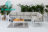 Elegante sof&aacute; ao ar livre m&oacute;veis dur&aacute;vel quadro de alum&iacute;nio conjunto sof&aacute; de canto jardim com mesa de caf&eacute; conjunto para casa villa