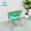 パティオレストラン用のシンプルなスタイルの屋外アルミフレームライトグリーン籐椅子