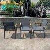 Simple Style Aluminium Outdoor Furniture All Weather Fabrics Dining Cathedra Cum Wood Armrest Garden Patio Cathedra for Hotel Restaurant
