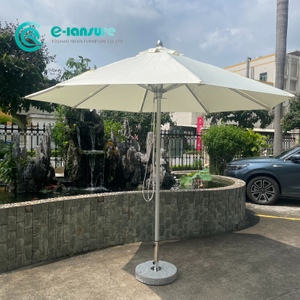 ولا ہوٹل بیچ کے لیے ہول سیل فیکٹری ڈائریکٹ آؤٹ ڈور فرنیچر ایلومینیم فریم قطب چھتری راؤنڈ شیپ آنگن پیراسول