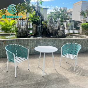 كرسي طعام للحديقة بإطار من الألومنيوم حديث على الطراز الأوروبي ومجموعة طاولة