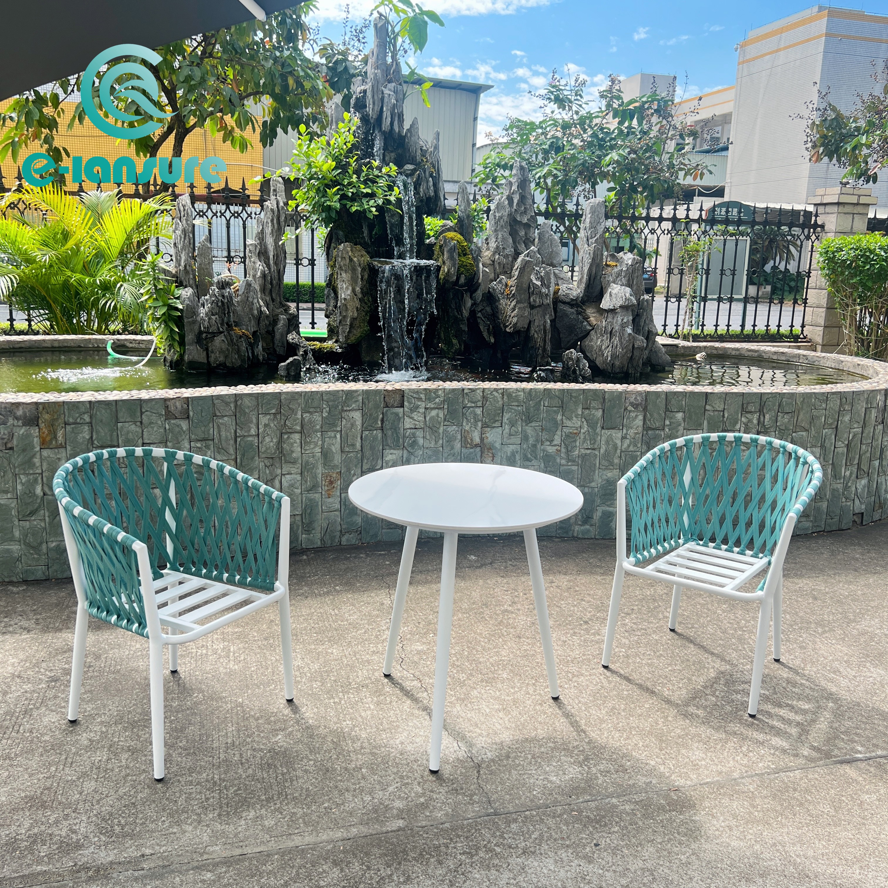 Европейский стиль современный открытый алюминиевый каркас садовый обеденный стул и стол