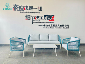 ស៊ុមអាលុយមីញ៉ូមខាងក្រៅប្រណីតស្រាល សាឡុងខ្សែបូពណ៌ខៀវ និងតុកាហ្វេ