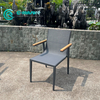 Simple Style Aluminium Outdoor Furniture All Weather Fabrics Dining Cathedra Cum Wood Armrest Garden Patio Cathedra for Hotel Restaurant