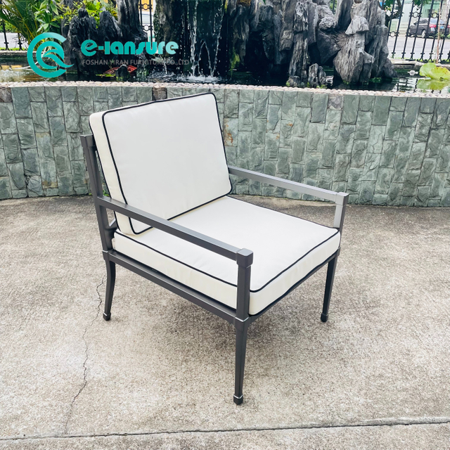 Aluminium Frame Lounge Chair Set Garden Single Chair Cum Suqare Ottoman for Home