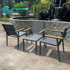 Simple Style Aluminium Outdoor Furniture All Weather Fabrics Dining Cathedra Cum Wood Armrest Garden Patio Cathedra for Hotel Restaurant