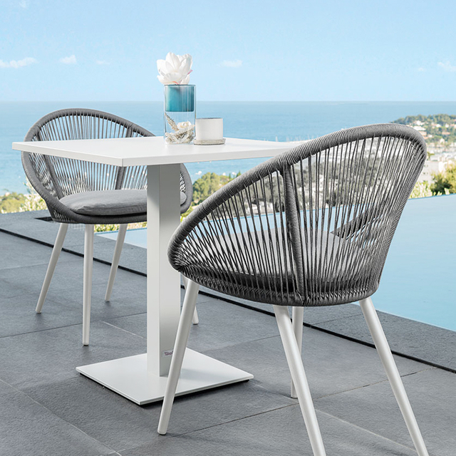 כסא אוכל אלומיניום שזירת חבל עגול