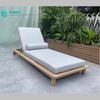 Eenvoudige Styl Buitelug Tuinmeubels Teak Hout Raam Ligstoel Soliede hout Sonbed Patio Swembad Chaise Lounge Stoel vir Villa Oord
