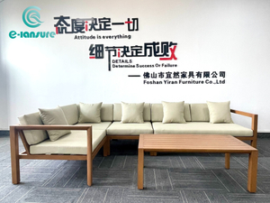 Zestaw sof aluminiowych na zewnątrz w kształcie litery L Sofa modułowa i stolik kawowy na dziedziniec ogrodowy