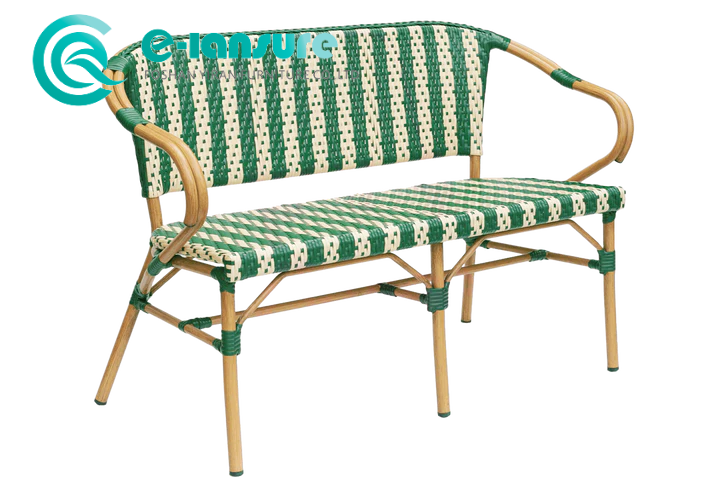 الأثاث الكلاسيكي في الهواء الطلق الألومنيوم الإطار مقعد كرسي الفناء المنسوجة الروطان الترفيه كرسي أريكة مع مسند للذراع للمنزل فندق مطعم بيسترو
