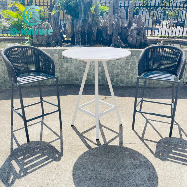 أثاث الحدائق الحديثة الألومنيوم الإطار بار كرسي حبل بار البراز للفناء