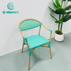 パティオレストラン用のシンプルなスタイルの屋外アルミフレームライトグリーン籐椅子