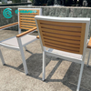 Panlabas na Restaurant Furniture Aluminum Frame na May Wood Armrest At Backrest Dining Chair Garden Chair para sa Home Hotel Patio Courtyard