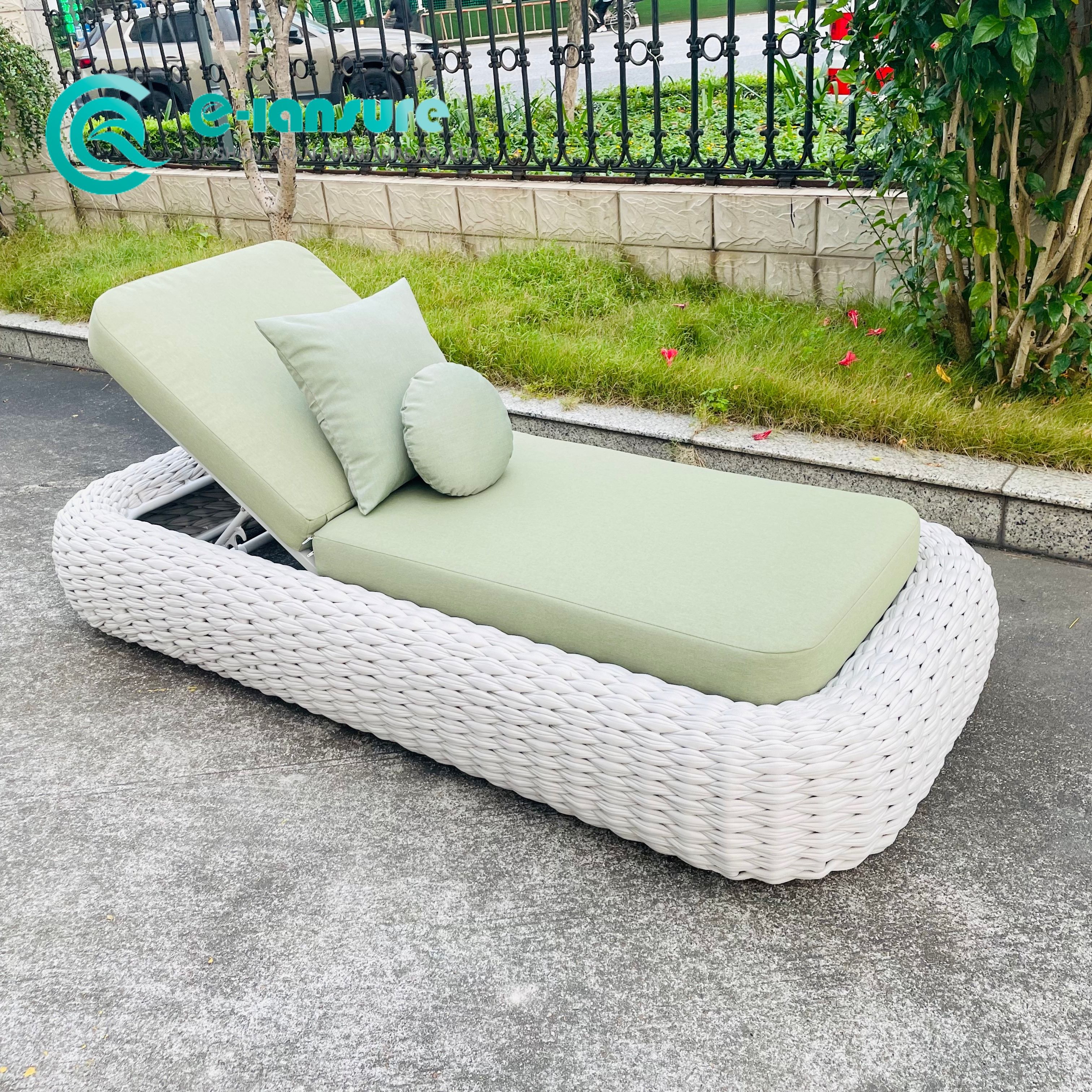 Nh&agrave; m&aacute;y trực tiếp Garden Sun Lounger Khung nh&ocirc;m Ghế Chaise Lounge D&acirc;y dệt thanh lịch Ghế c&oacute; thể ngả trong hi&ecirc;n Giường phơi nắng cho khu nghỉ dưỡng kh&aacute;ch sạn