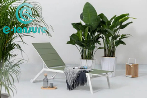 Kursi Berjemur Tepi Kolam Renang Bingkai Aluminium Kursi Berjemur Kain Tahan Air Kursi Santai untuk Taman Luar Ruangan 