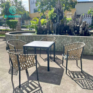 Cadeira de corda tran&ccedil;ada de alum&iacute;nio de jardim simples para m&oacute;veis de exterior casuais para casa 