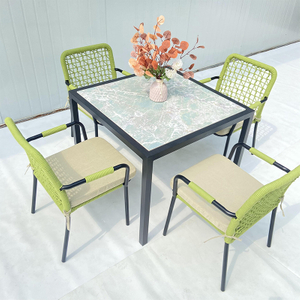 เก้าอี้รับประทานอาหารเชือกทอโรงแรมพร้อมชุดโต๊ะ