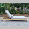 Eenvoudige Styl Buitelug Tuinmeubels Teak Hout Raam Ligstoel Soliede hout Sonbed Patio Swembad Chaise Lounge Stoel vir Villa Oord