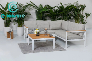 Venta al por mayor, sof&aacute; minimalista para exteriores, muebles con marco de aluminio, sof&aacute; con mesa de t&eacute;, juego de sof&aacute; esquinero para jard&iacute;n y patio de casa