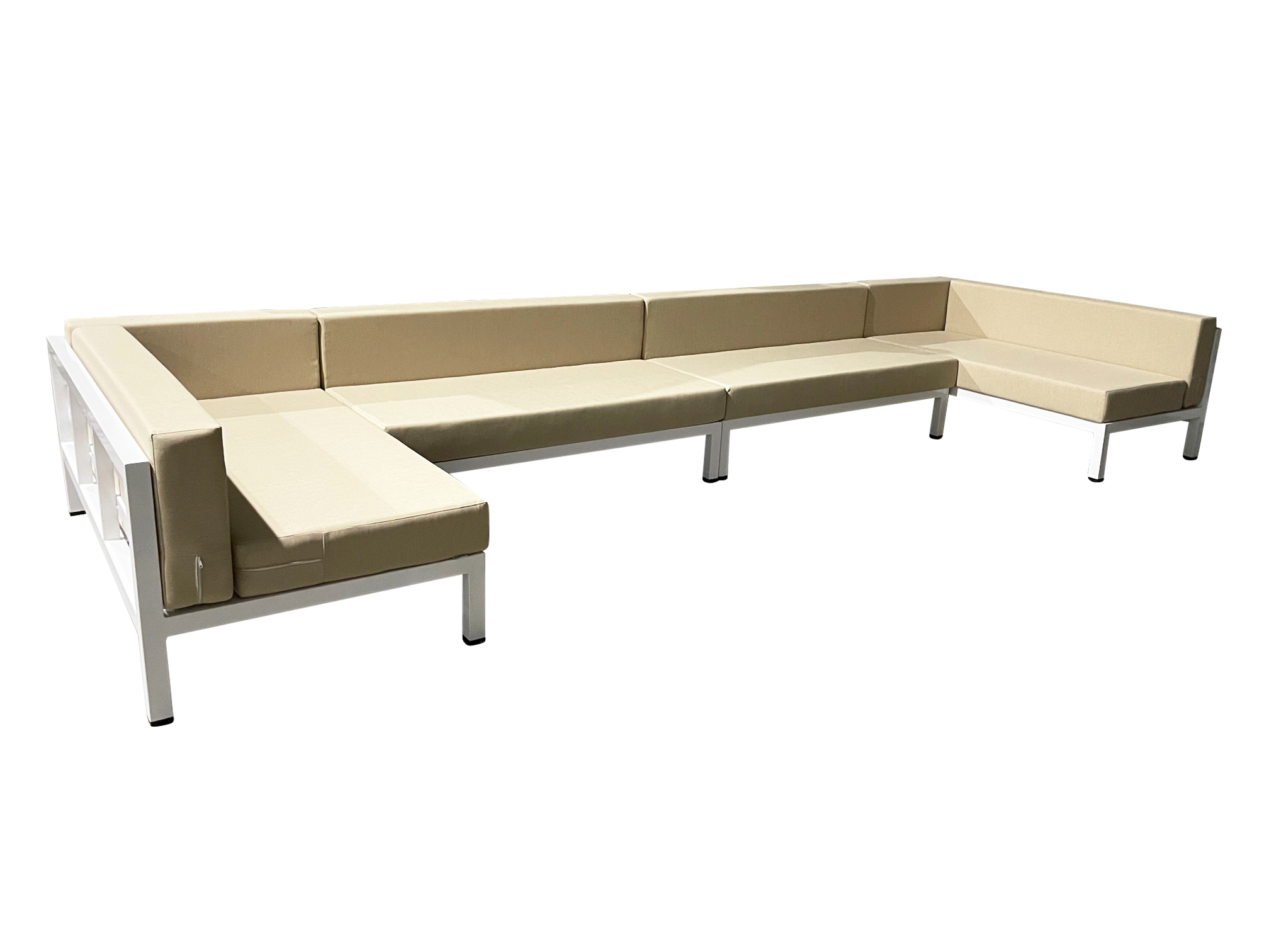 Sofa aluminium modular dengan bantal, u set sofa outdoor sectional berbentuk u