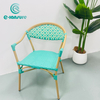 パティオレストラン用のシンプルなスタイルの屋外アルミフレームライトグリーン籐椅子