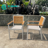 Panlabas na Restaurant Furniture Aluminum Frame na May Wood Armrest At Backrest Dining Chair Garden Chair para sa Home Hotel Patio Courtyard