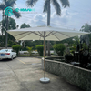 Bingkai Aluminium Perabot Taman Berkualiti Tinggi dengan Payung Patio Kemasan Kayu Payung Pantai Persegi Kalis Air untuk Halaman Luar