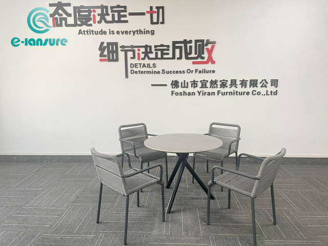 مرصع بیرونی کھانے کا فرنیچر 4+1 ڈائننگ سیٹ ایلومینیم ڈائننگ کرسی کے ساتھ گول میز کے ساتھ پیٹیو ریسٹورنٹ