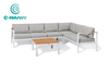 Elegante sof&aacute; ao ar livre m&oacute;veis dur&aacute;vel quadro de alum&iacute;nio conjunto sof&aacute; de canto jardim com mesa de caf&eacute; conjunto para casa villa