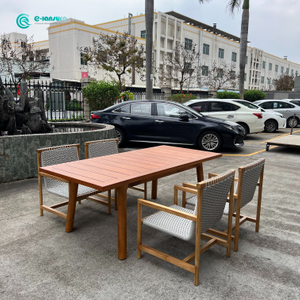 Retro Style Outdoor Dining Set កៅអីបរិភោគអាហារធ្វើពីឈើធ្វើពីឈើទាល ជាមួយនឹងតុចតុកោណកែង