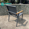 Simple Style Aluminium Outdoor Furniture All Weather Fabrics Dining Cathedra Cum Wood Armrest Garden Patio Cathedra for Hotel Restaurant
