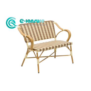 Enkel g&aring;rdsplass aluminiumsm&oslash;bler Utend&oslash;rs Langbenk Stol Vevd Rattan Hage Sitteplasser Fritid Sofa Stol for Hotel Patio Bistro