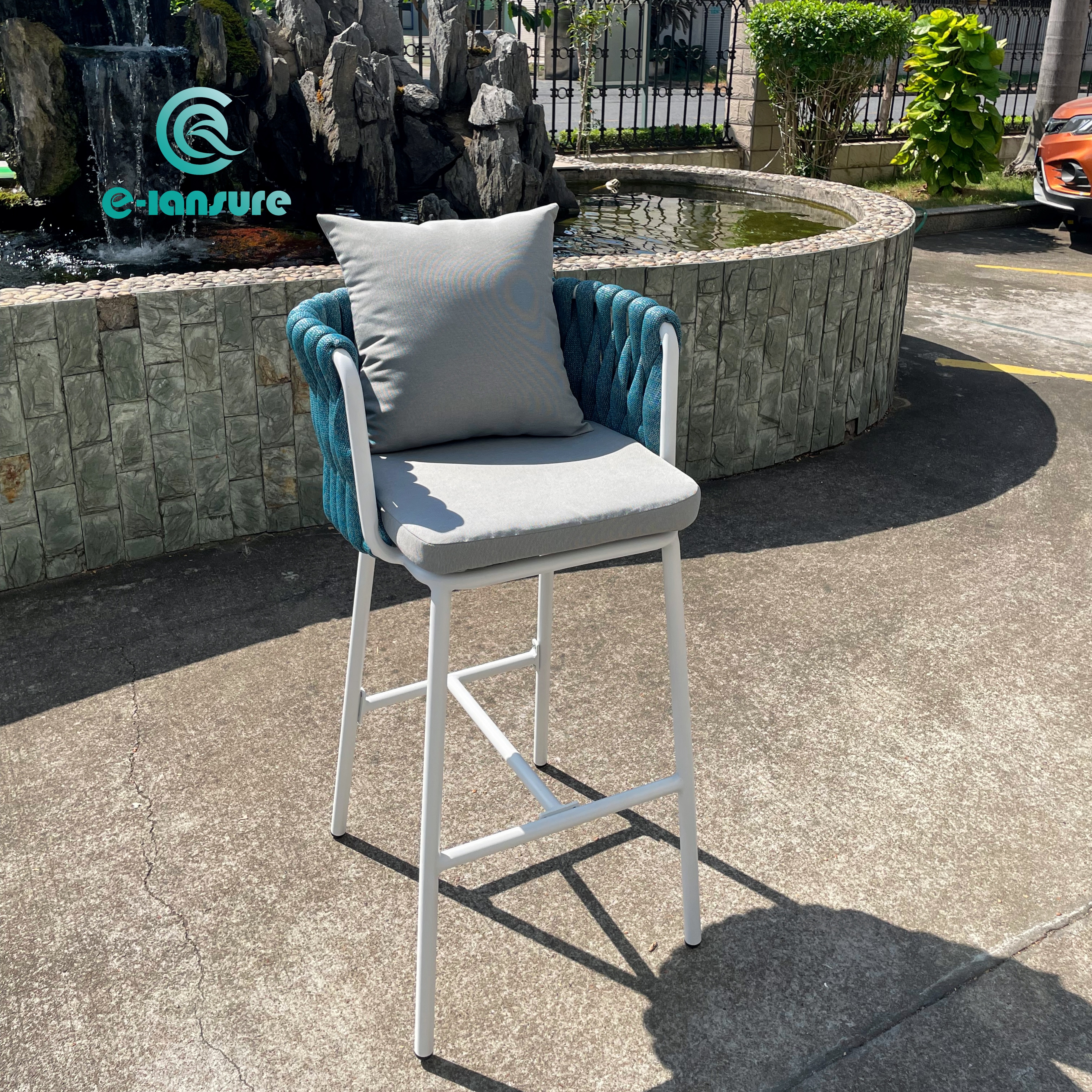 Mobili da patio minimalista sedie barretta a corda in alluminio con tessuto impermeabile