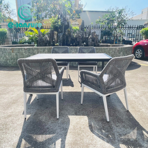 Chaise de salle &agrave; manger en corde grise avec cadre en aluminium ext&eacute;rieur de style simple avec table pour restaurant de jardin