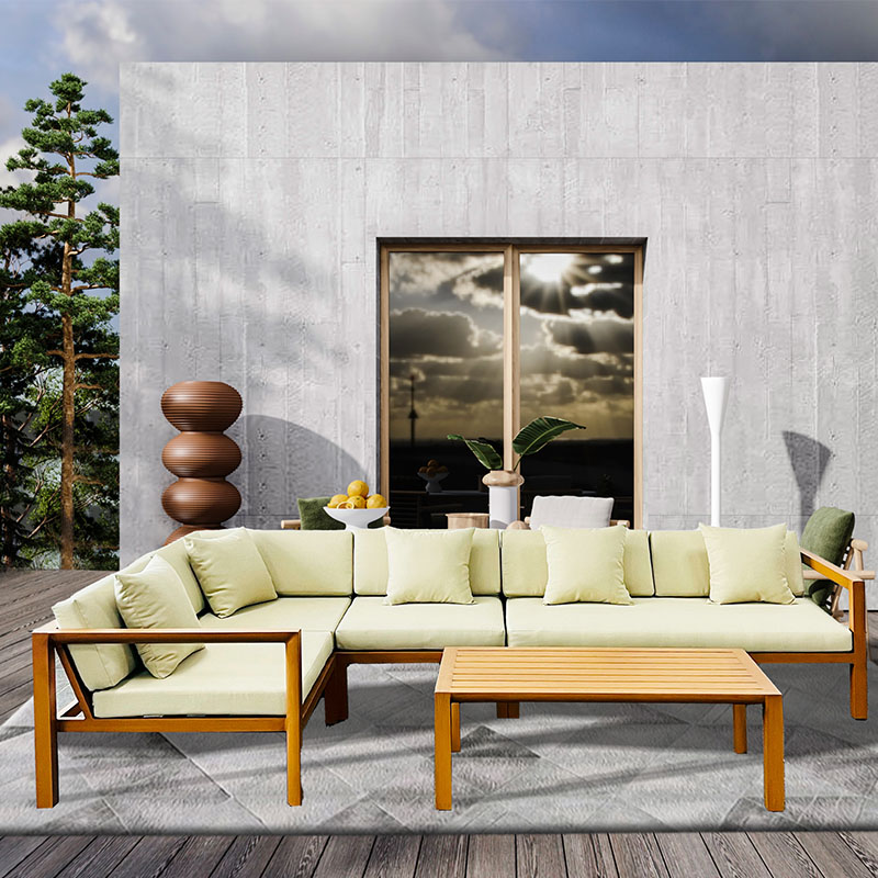 Utomhussoffset i aluminium L-form soffa Modulsoffa och soffbord f&ouml;r tr&auml;dg&aring;rden
