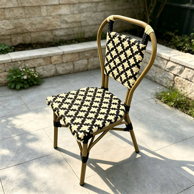 Minimalis Aluminium Dining Fruniture Garden Kerusi Rotan PE Kerusi Patio untuk Restoran Hotel
