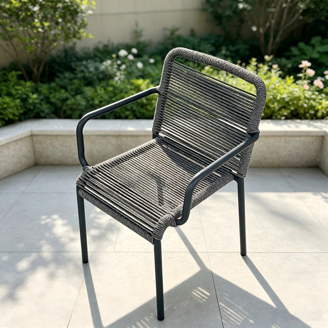 Stylish New Furniture Black Garden Cathedra cum Armrests Stackable