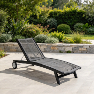 Commerce de gros de meubles de jardin cadre en aluminium Chaise longue en corde tiss&eacute;e Chaise longue Chaise longue au bord de la piscine avec roues pour h&ocirc;tel Resort