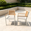 Panlabas na Restaurant Furniture Aluminum Frame na May Wood Armrest At Backrest Dining Chair Garden Chair 