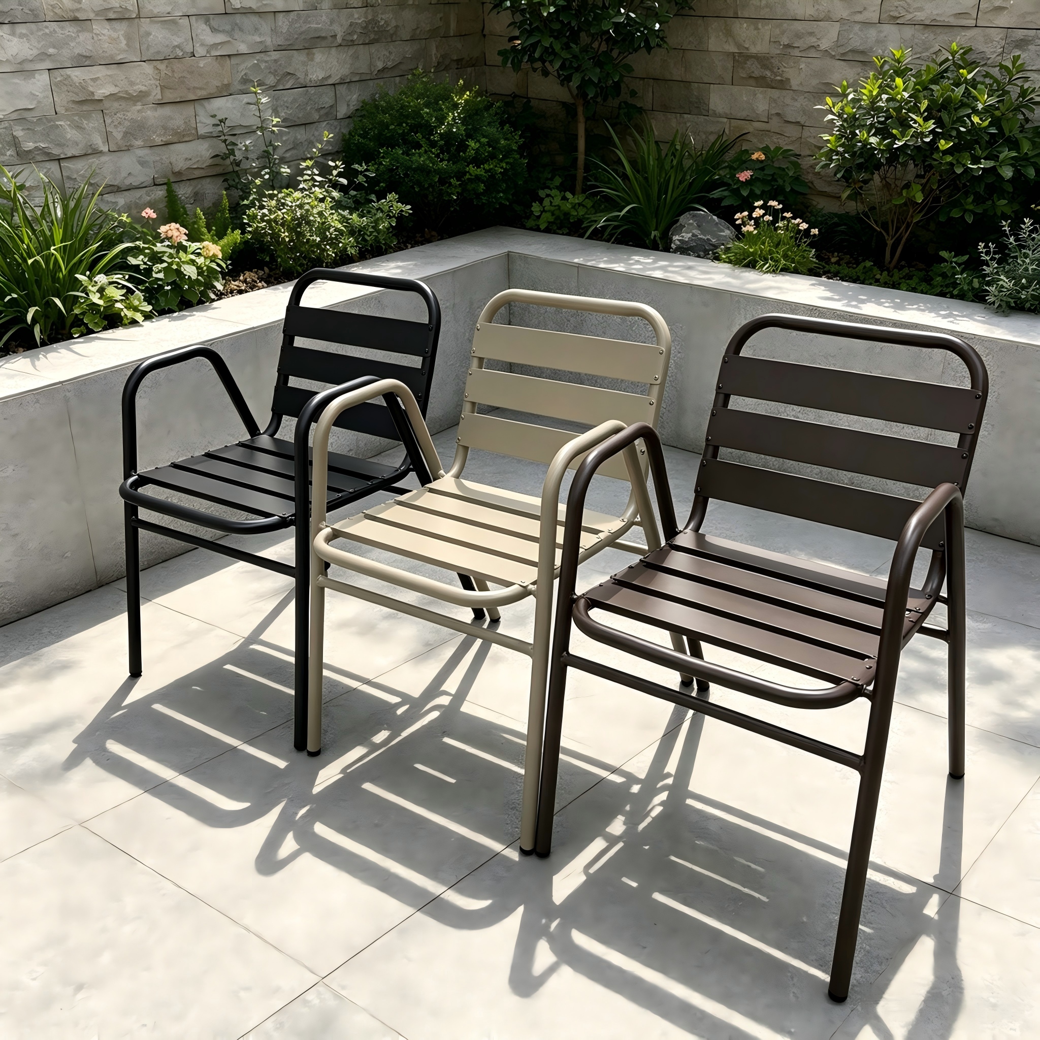 Aluminium-Au&szlig;enm&ouml;bel, Garten-Esszimmerstuhl, hochwertiger Metallrahmen, Freizeitstuhl, Allwetter-Einzelstuhl f&uuml;r Zuhause, Terrasse, Innenhof