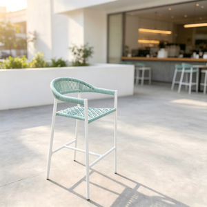 Casual At Elegant na Serye ng Furniture Bagong Braided Rope Bagong Disenyong Bar Chair Para sa Villa Courtyard