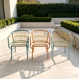 Factory Outdoor Dining Furniture Quality Tiger Powder Coating Aluminum Frame At Rattan Dining Chair Natatanging Patio Dining Set para sa Garden Restaurant